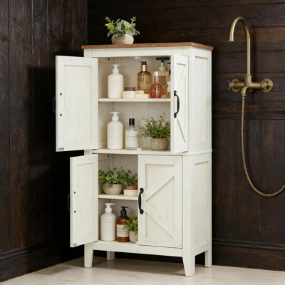 Farmhouse Bathroom Floor Cabinet With Barn Doors Freestanding Farmhouse Bathroom Floor Cabinet With Barn Doors Freestanding