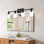 Éclairage sur rail pour meuble-lavabo 4 lumières, plafonnier, plafonnier réglable, plafonnier avec abat-jour en verre transparent, éclairage sur rail noir moderne pour la cuisine, le salon, le couloir (ampoules non incluses)