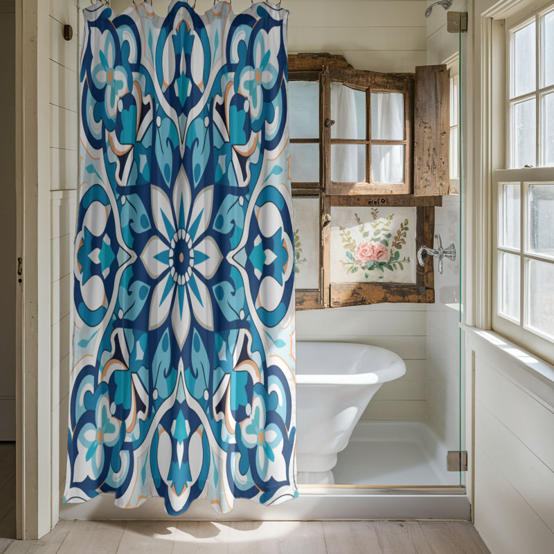 Classic Arab Tiles - Rideau de douche standard 1 pièce, H 74 po x l 35 po