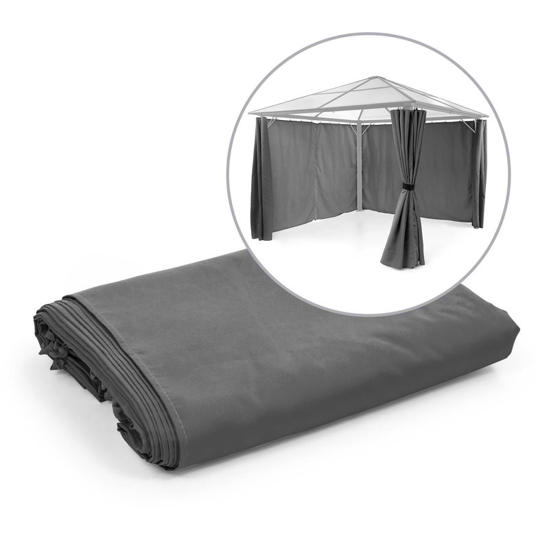 Blumfeldt Polyester Side Wall for Gazebo, 195cm H x 335cm W x 54.5cm D, Grey