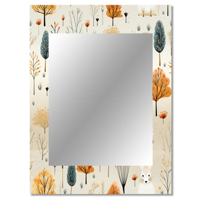 Deciderio Woodland Rabbit Journey - animal print  Large Wall Mirror, Animal Print Decorative Mirror, Printed Metal Art