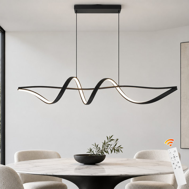 1 - Light Modern Dimmable LED Linear Kitchen Island Pendant Light with Remote Control