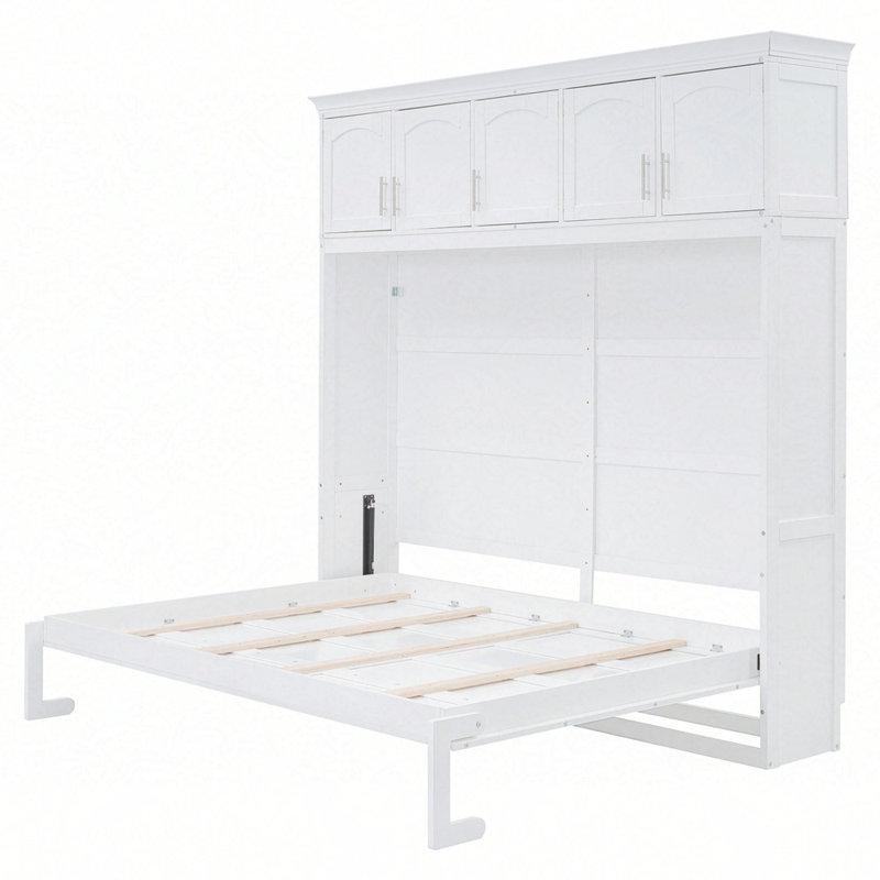 Lit escamotable mural avec armoires supérieures Murphy, Blanc, Grand