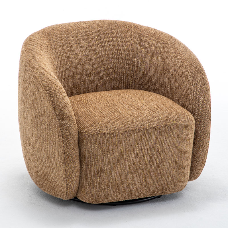 Fauteuil demi-tonneau pivotant rembourré Aunna, Jaune