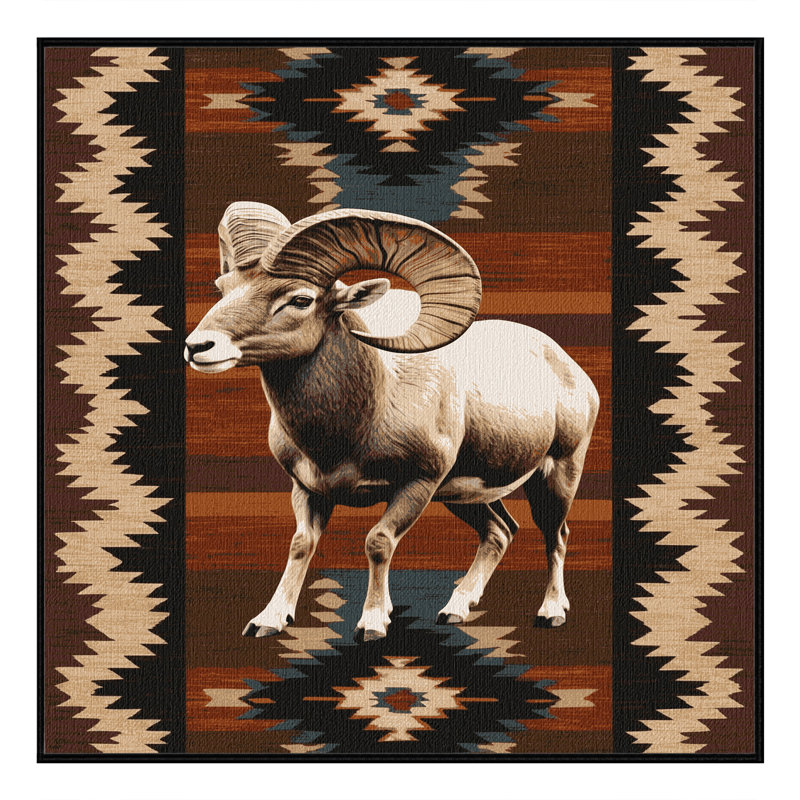  Tapis lavable Bighorn Sheep Southwestern, Carré 3 pi