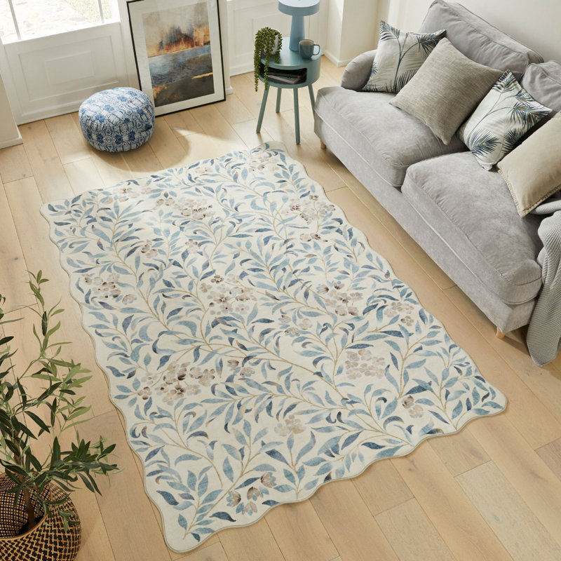 Blue Modern Soft Washable Rug, Stain Resistant Area Rug For Bedroom, & Dining Room, Rectangle 160 x 230 cm