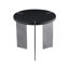 Table basse ronde en bois de chêne noir et pieds en métal noir