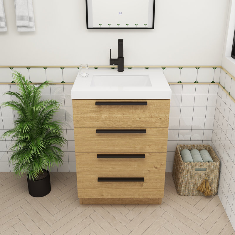 Meuble-lavabo autoportant Carla, 24", Chêne naturel