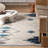 Strathearn Blue and Ivory Southwestern Runner Rug-860181574
