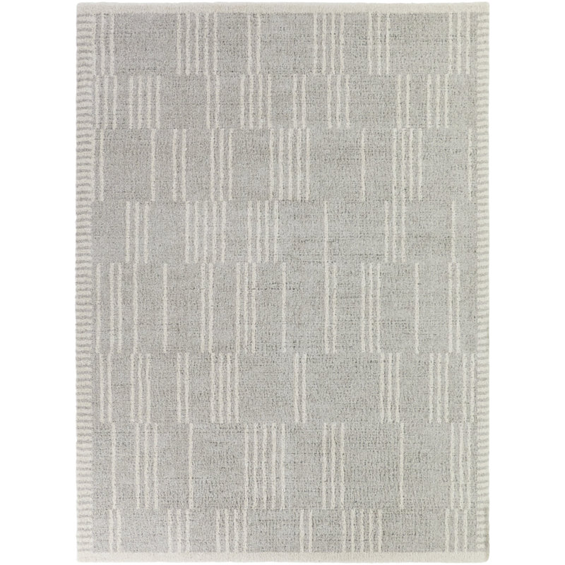 Wyoming Grey Distressed Modern Stripe Area Rug, Rectangle 5'3" x 7'