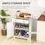 Armoire de cuisine moderne - Buffet de comptoir en bois massif blanc vieilli avec 2 tiroirs, portes et tablette réglable pour un rangement efficace