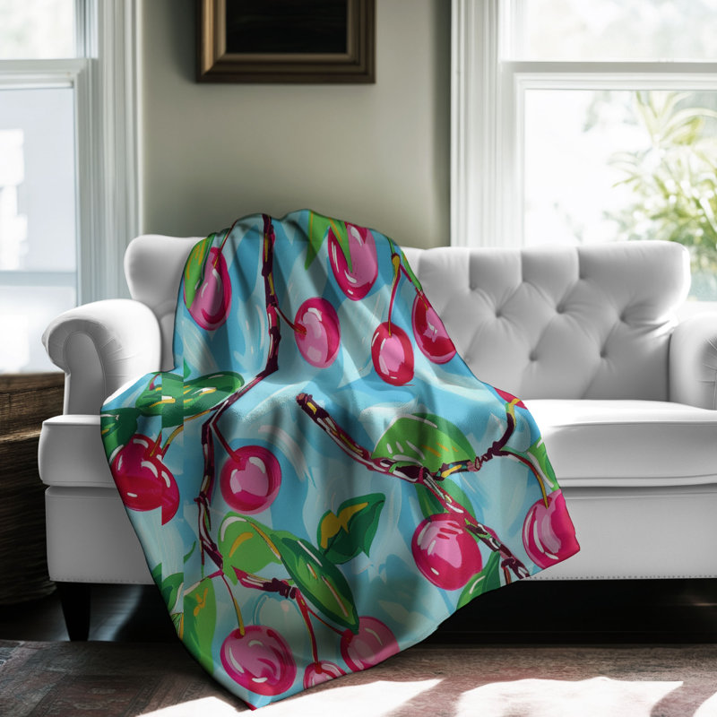 Soft Cherry Paintings - 1 pièce Sherpa Premium, L 60 po x L 80 po