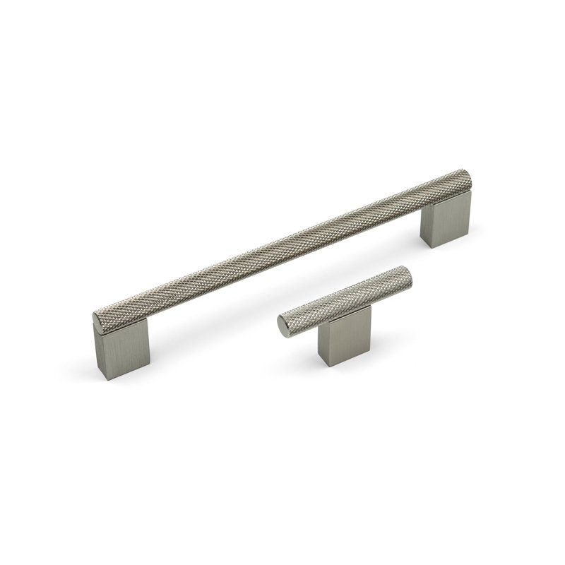 Knurled Boss Bar Handle & T-Bar Pull in Multiple Finish Variations, Brushed Nickel, 60mm Pull