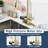 3-In-1 Kitchen Faucet With Press-Type Glass Rinser, Universal For 1 & 3 Holes, High-Arc Pull-Down Sprayer With 3 Function Spray Mode, Brushed Gold Finish-124897616