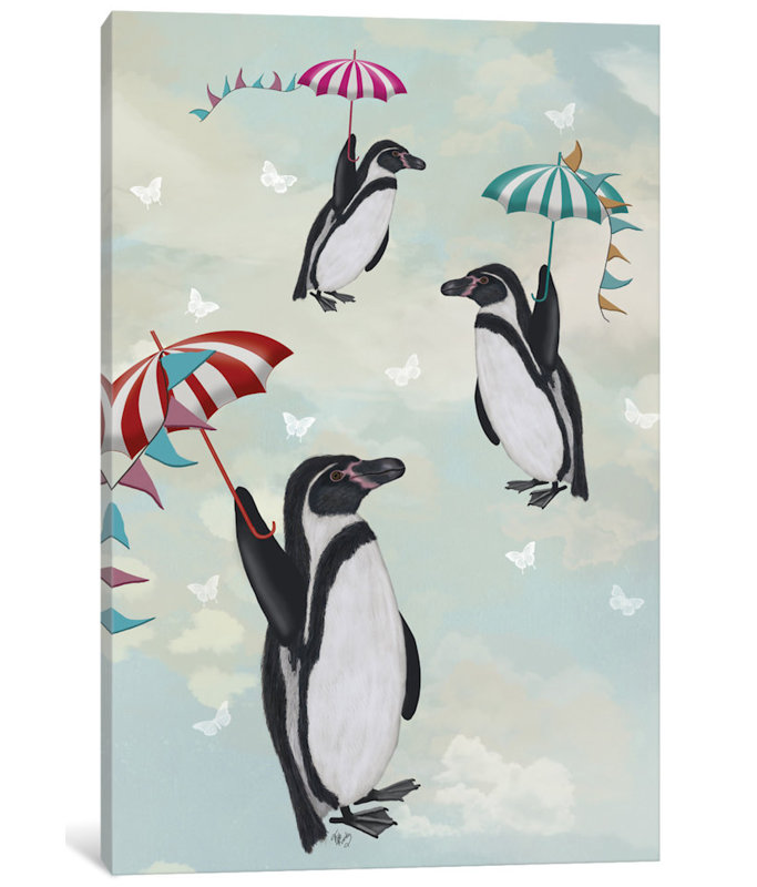 «Floating Penguins II», impression sur toile tendue, H 40 po x l 26 po x P 1,5 po, Pas de tapis, Toile tendue