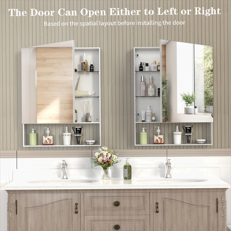 Storage Cabinet With Mirror For Bathroom, Wall Mounted Bathroom Cabinet With Adjustable Shelves