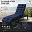 Coussin de chaise longue d'extérieur imperméable et épais avec attaches, coussin de remplacement pour chaise de patio en tissu de coton Oxford, bleu marine (coussin seulement)