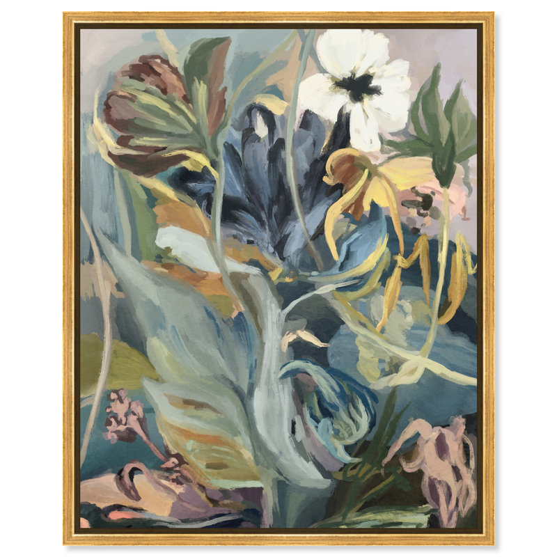 Botanic Overlap Print by Oliver Gal, 21"H x 17"W, Gold Floater Frame