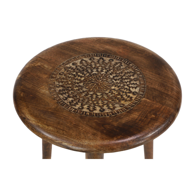 Table d'appoint florale anthracite sculptée à la main Anthea, Brun