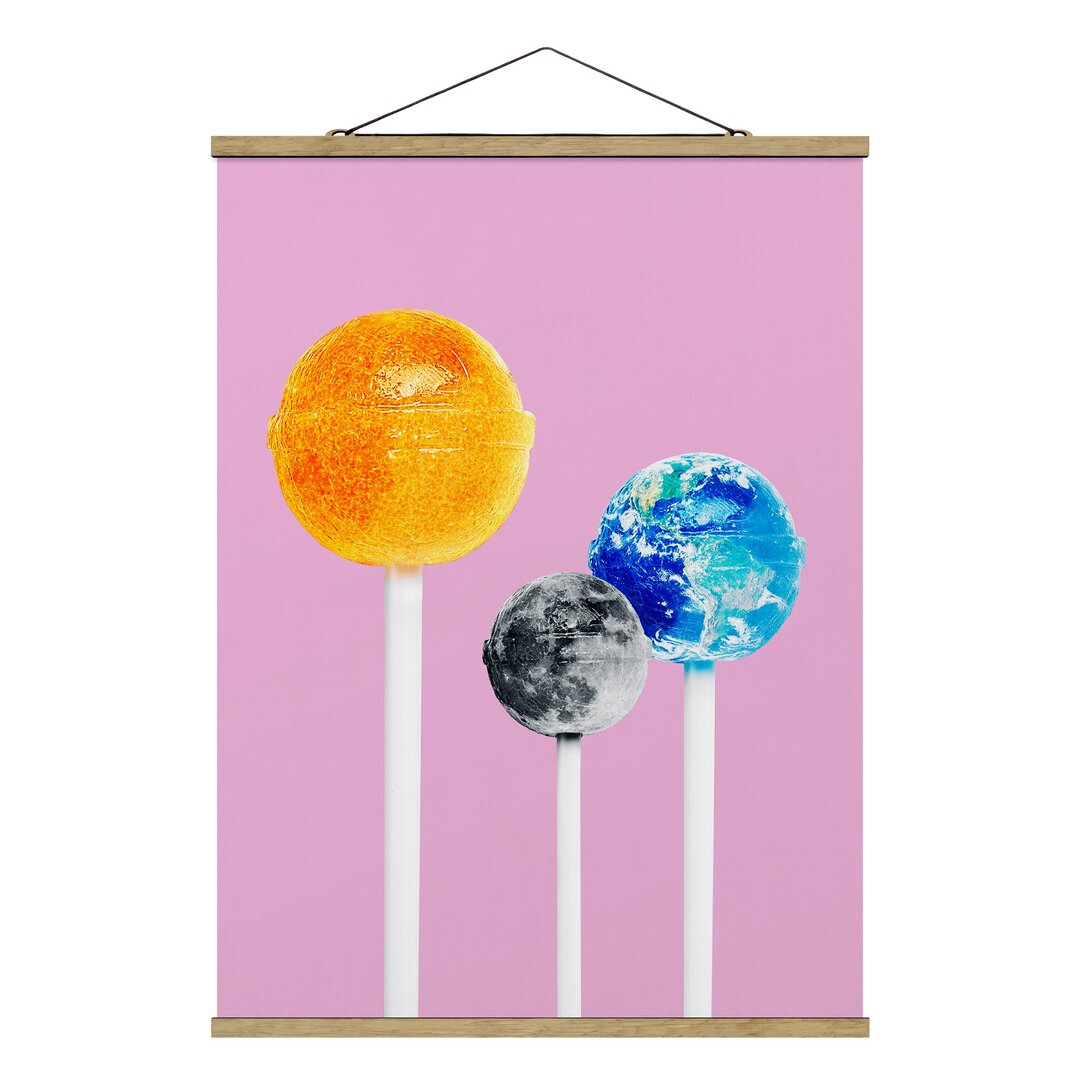 Stoffbild Lollipops mit Planeten