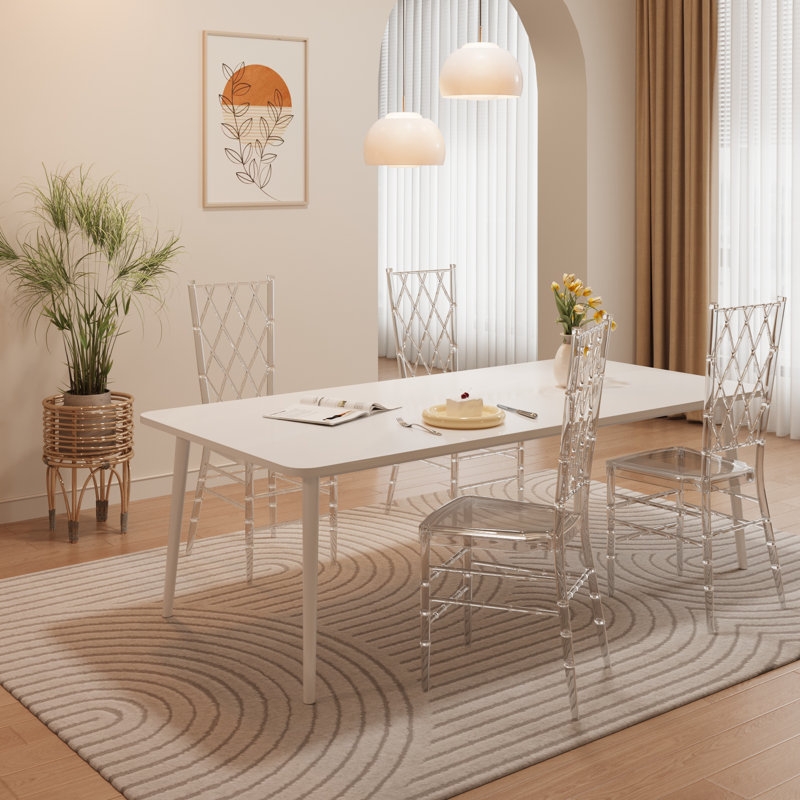 Stackable Modern Acrylic Dining Chair Set - Industrial Transparent Bistro Chair for Small Spaces, Humidity-Resistant Base for Basements & Patios,  Indoor/Outdoor Use