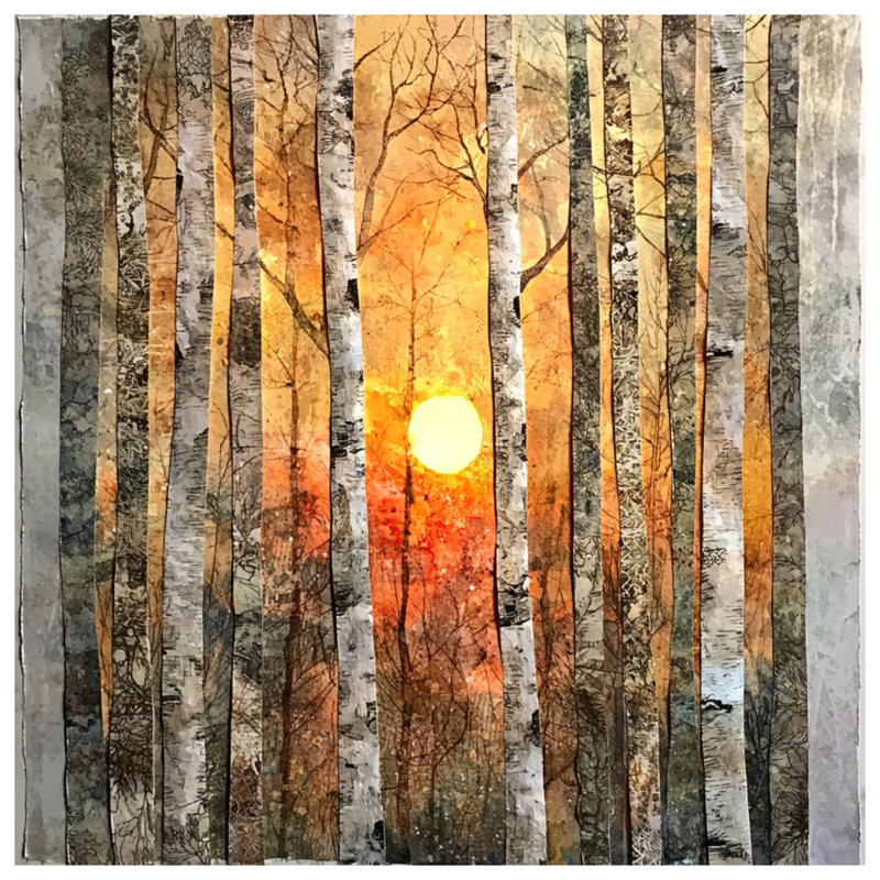 Birch Trees Sunset Shower Curtains Extra Long, 70 po l x 72 po H