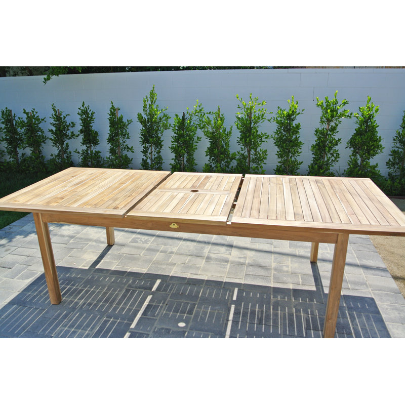 Huntington 9pc Teak Dining Set With Expansion Table Sunbrella Cushions, Navy Sunbrella®