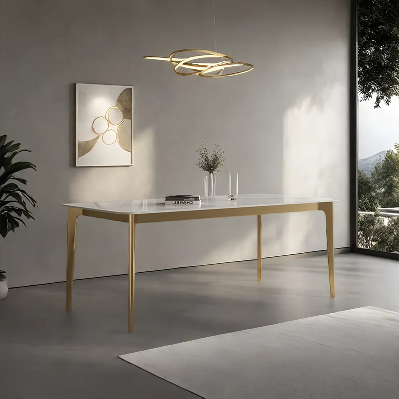 Table de salle à manger Light Luxury, Doré, H 29,52 po x L 62,99 po x l 35,43 po