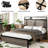 Bed Frame Queen Size With Storage , Led Headboard, 2 , Metal Bed, Antique Grey, Modern Industrial Style Lights And Charging, Under - Storage, Structure, Beautiful-1308502778
