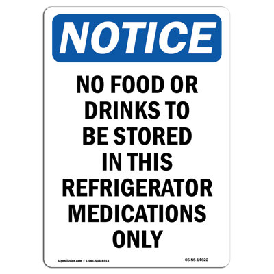 No Food or Drinks to Be Stored Sign