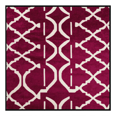 Machine Washable Trellis Red Area Rug
