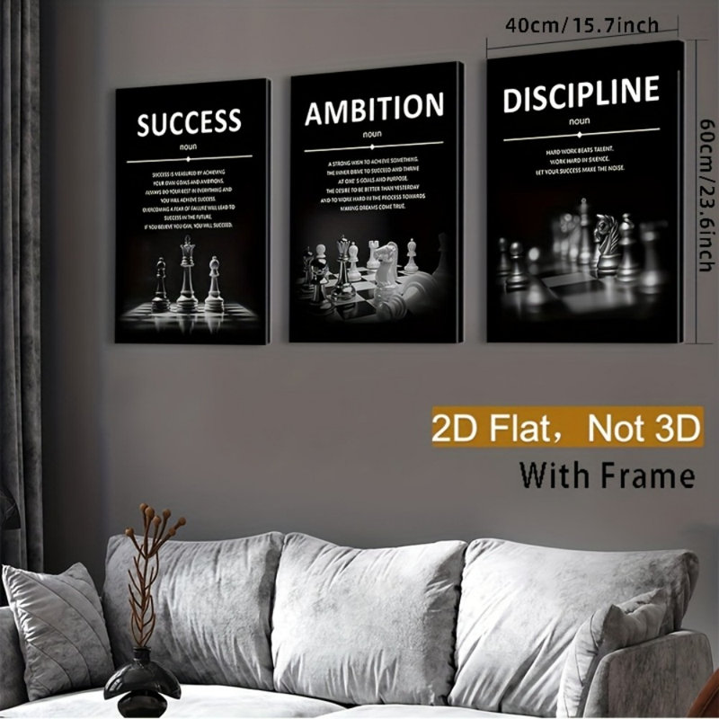 Motivation, impression sur toile 3 pièces pour décor de bureau, 12 x 8 pouces 3 pièces