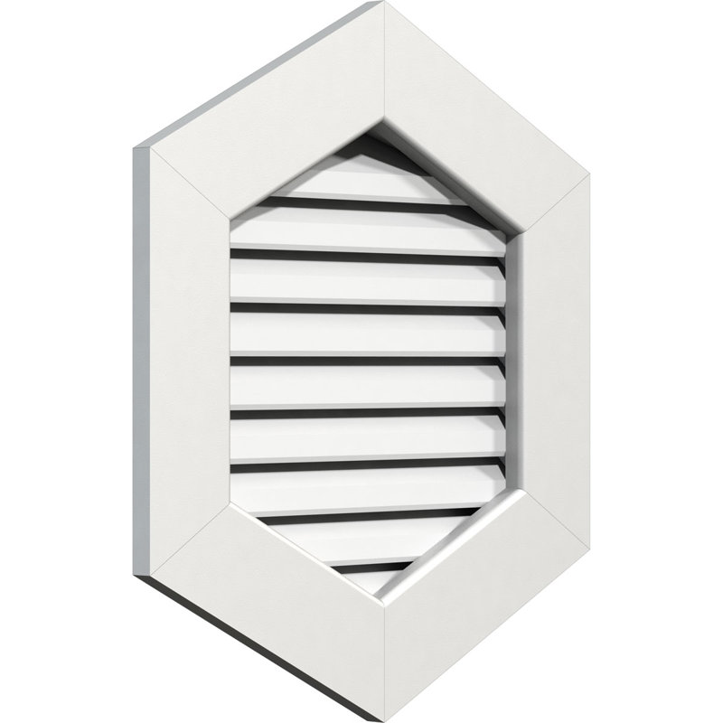 Évent gable vertical en pvc avec cadre plat en pvc blanc, Brai 9/12, H 35 po x l 21 po x P 3 po