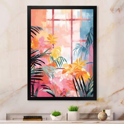 «Pastal Color Tropical Windows View 1 - Abstract», art mural floral