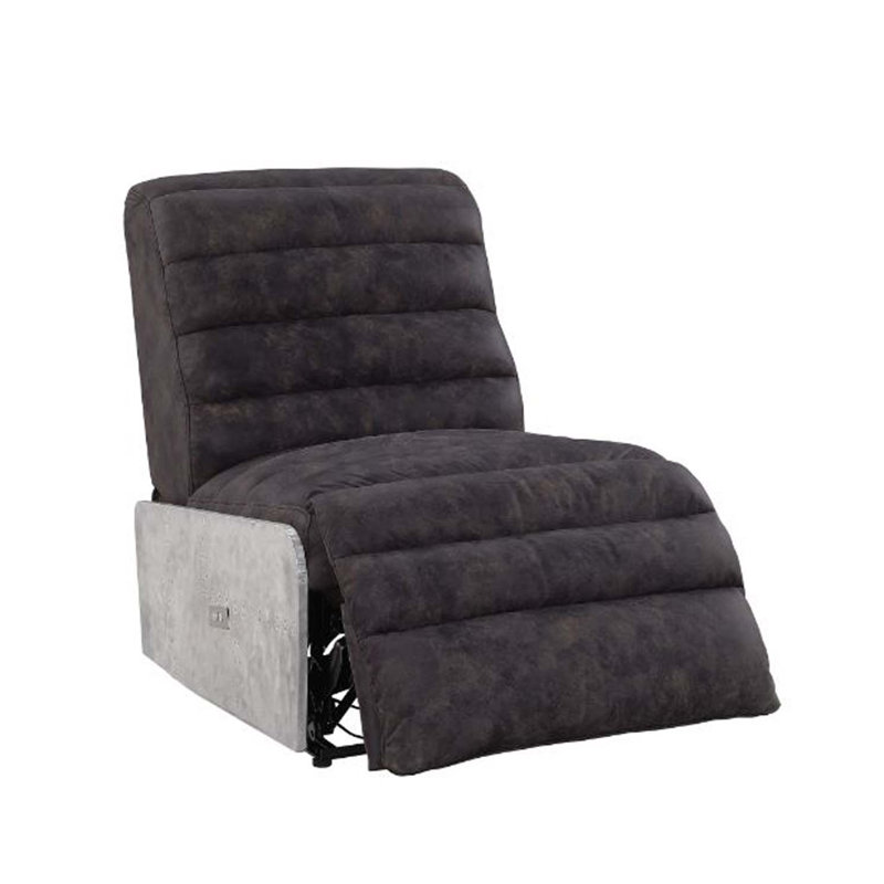 Okzuil Power Motion Recliner, Two Tone Grey Top Grain Leather & Aluminum