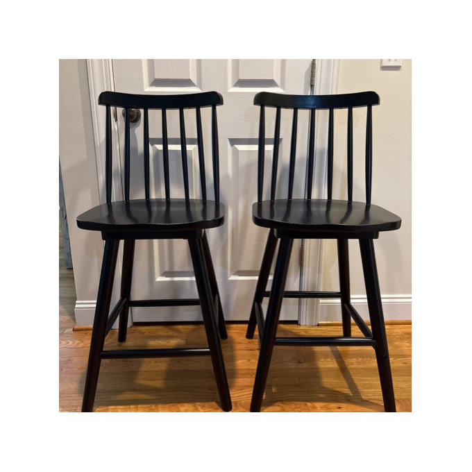 24" Counter Stool, Set Of 2 Round Counter Stools With Backrest And Footrest (Set of 2) (Set of 2)