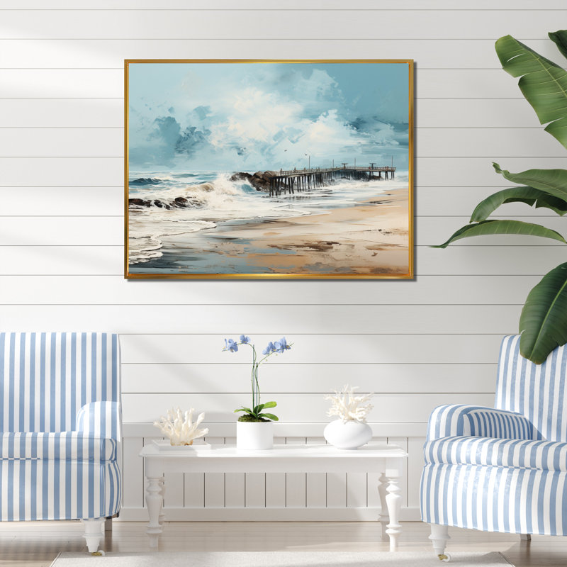 Pier Pier Pier III - reproduction d'art, 34" H x 44" W, Cadre flottant doré