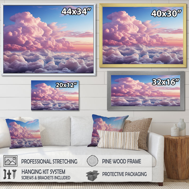 «Candy Sky Transcendent Twilight», reproduction sur toile, H 30 po x l 40 po x P 1,5 po, Cadre simple blanc