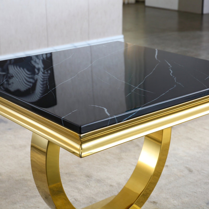 Marleyann Marble Top End Table, Gold, Black