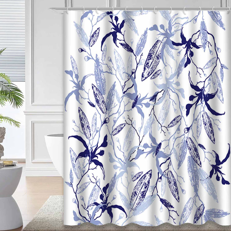 Rideau de douche à motif floral avec 12 crochets, 72" L x 72" W
