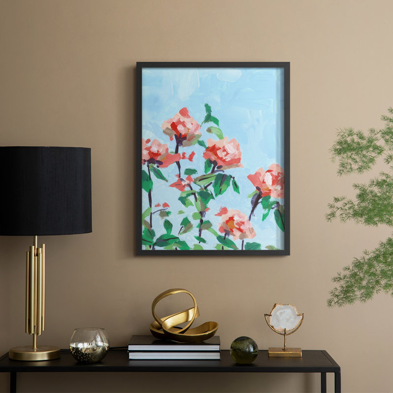 «Rose Garden Sky I», reproduction encadrée - bois massif, Noir, H 21 po x l 17 po