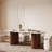 Iris 78.7" Sintered Stone Dining Table With Solid Wood Pedestal-1239946603