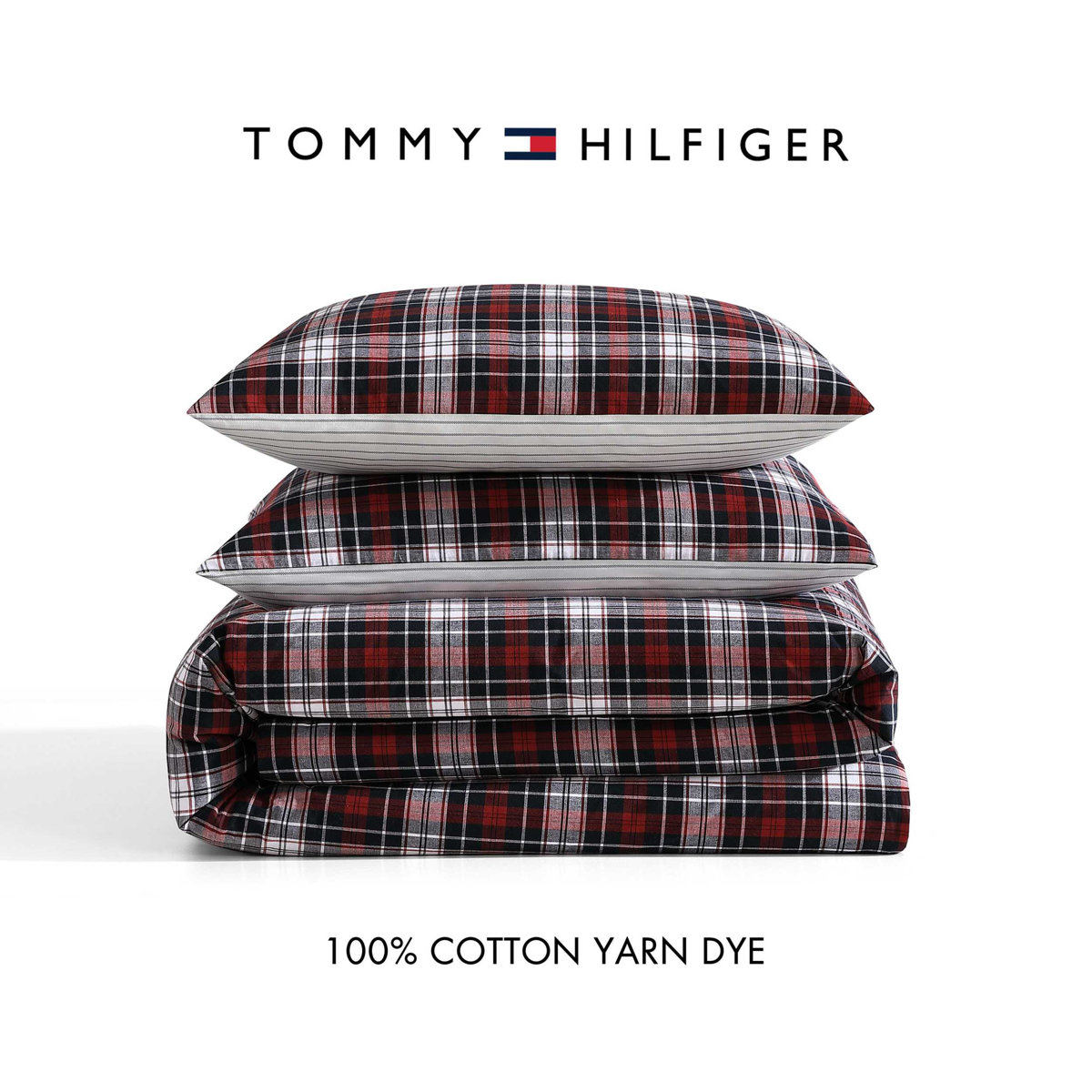 Tommy Hilfiger Essential Tartan Cotton Red Comforter Set | Wayfair