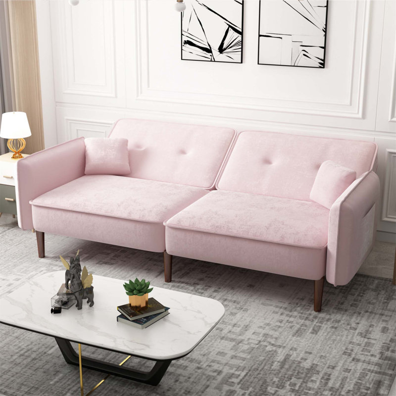 Canapé convertible Bohlman, Velours rose