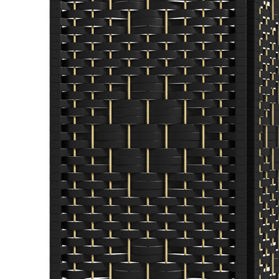 Écran d'intimité à 6 panneaux, cloison pliante de 5,6 pi, cloison de séparation en fibre noire, pour bureau à domicile, salon, cloison murale temporaire avec cadre en bois