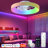 20" Modern Flush Mount Smart Ceiling Fans With RGB Light, Alexa Voice Control, Remote/Tuya APP Control