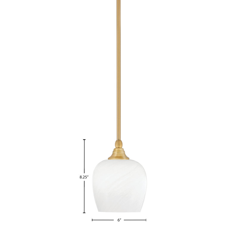 Mini-luminaire suspendu suspendu au fini nouvel âge avec verre de 6 po, Blanc