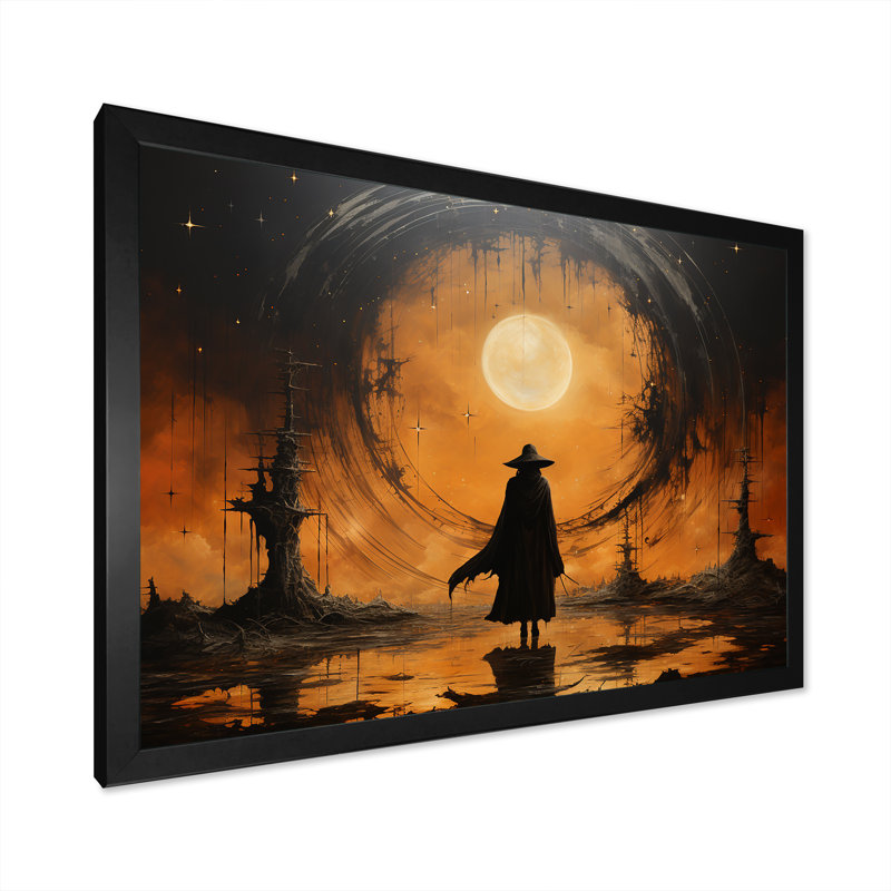 Charme gris anthracite sur toile, Cadre simple noir, H 16 po x l 32 po x P 1 po