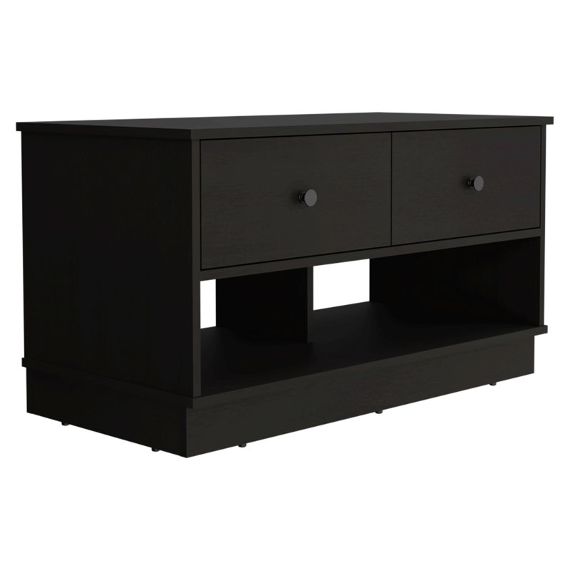Banc de rangement, tablette inférieure, deux tiroirs, pour le salon de la chambre à coucher, Noir