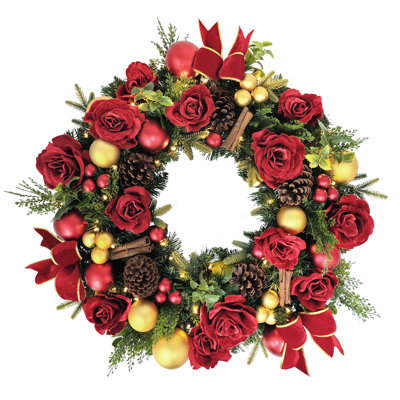Pre-Lit Artificial Adorned Christmas Wreath